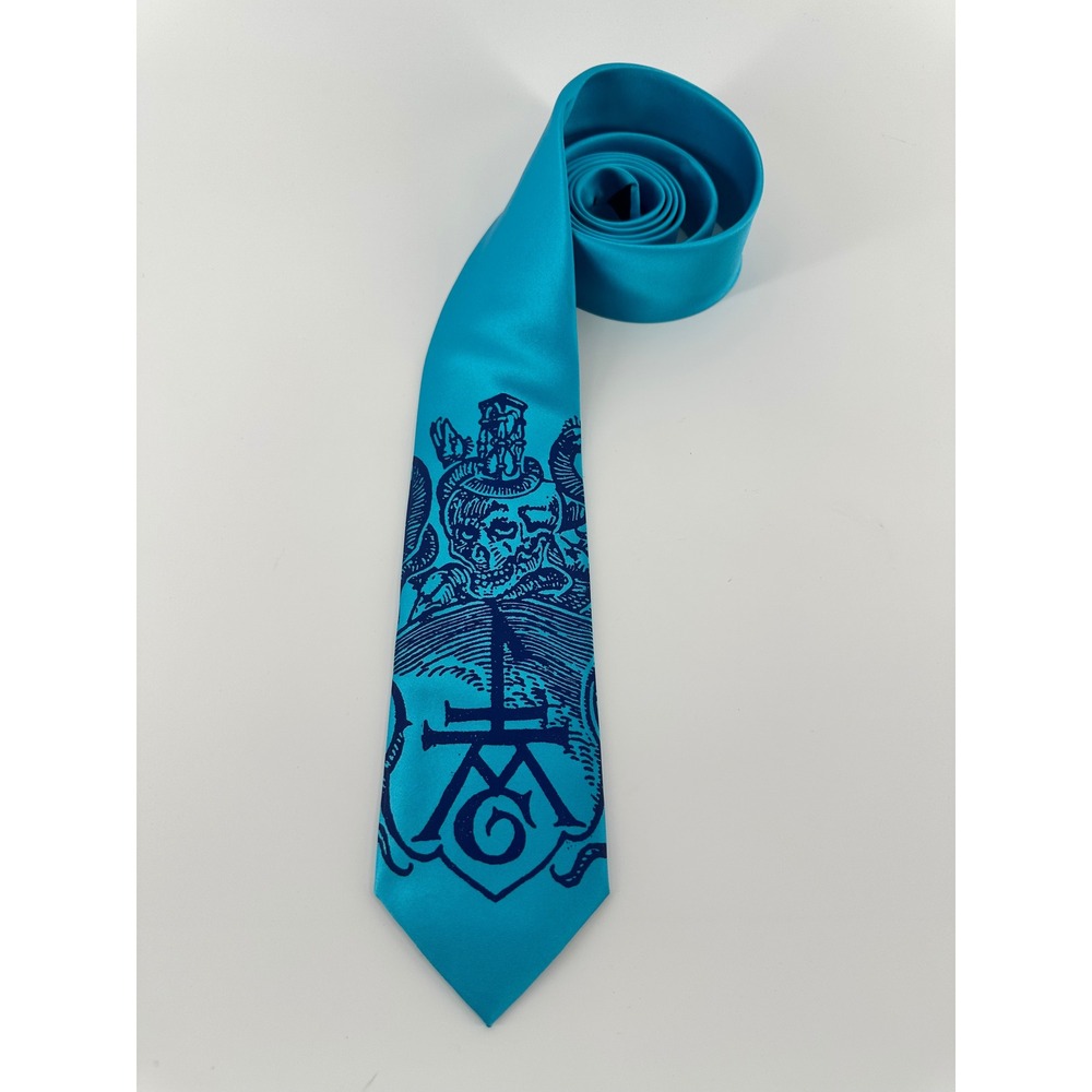 Cyberoptix Tie Lab Occult Skull Necktie Turquoise Microfiber Standard Size
